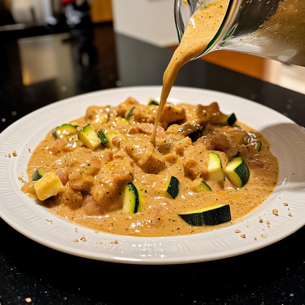 Cremige Kürbissuppe mit Zucchini