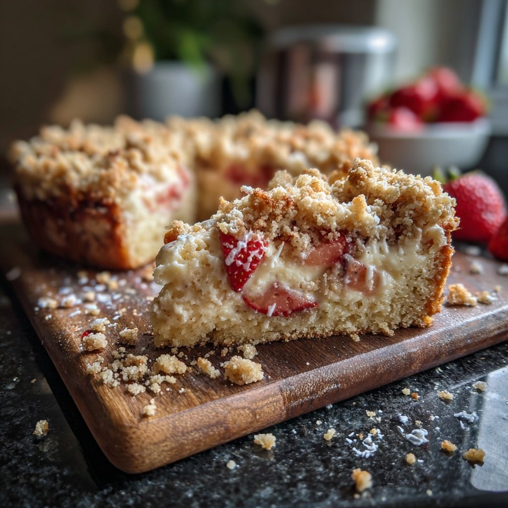 Erdbeer Vanille Blechkuchen Mit Streuseln