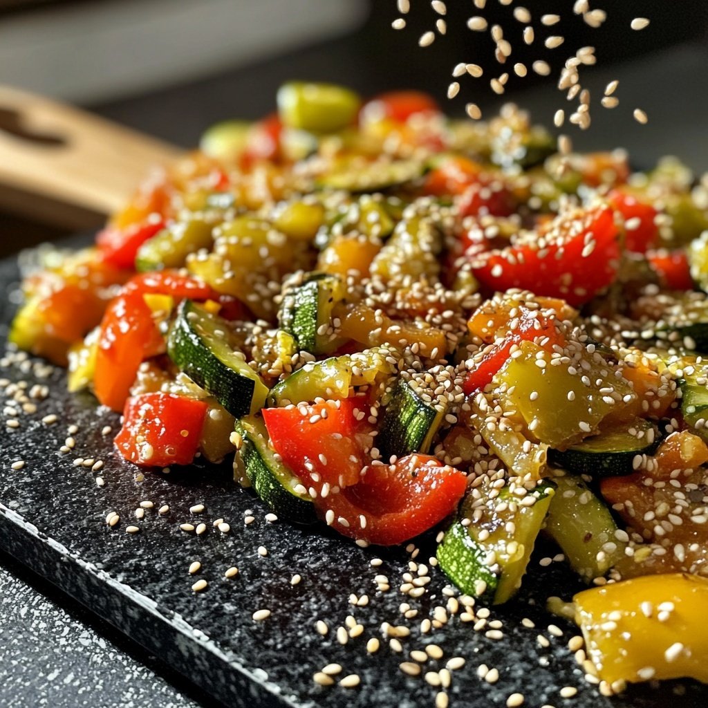 Gemüsepfanne mit Sesam