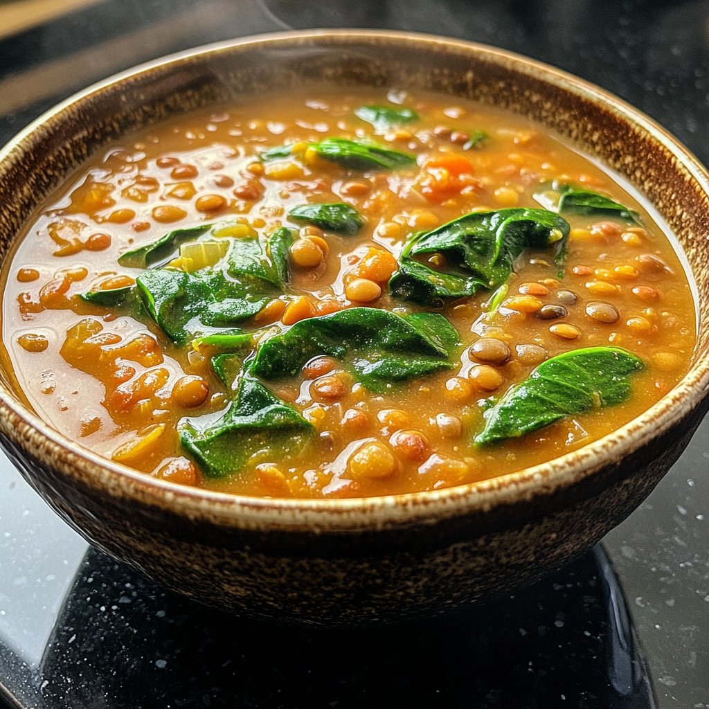 Linsensuppe mit Spinat