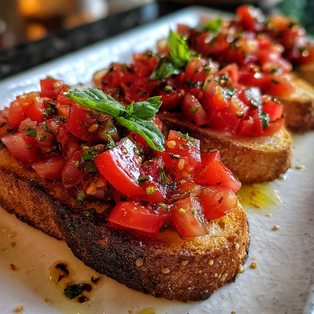 Bruschetta mit Tomaten und Basilikum